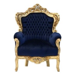 Casa Padrino Fauteuil Baroque King Bleu Roi / Or - Meuble Baroque fait main en bois massif - 120 x 85 x 85 cm Casa Padrino Fauteuil Baroque King Bleu Roi / Or - Meuble Baroque fait main en bois massif - 120 x 85 x 85 cm