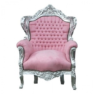 Casa Padrino Sillón Barroco King Rosa / Plata 85 x 85 x H. 120 cm - Madera Maciza Terciopelo Casa Padrino Sillón Barroco King Rosa / Plata 85 x 85 x H. 120 cm - Madera Maciza Terciopelo