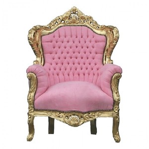 Casa Padrino Sillón Barroco King Estilo Antiguo, Rosa / Oro, 85 x 85 x 120 cm Casa Padrino Sillón Barroco King Estilo Antiguo, Rosa / Oro, 85 x 85 x 120 cm