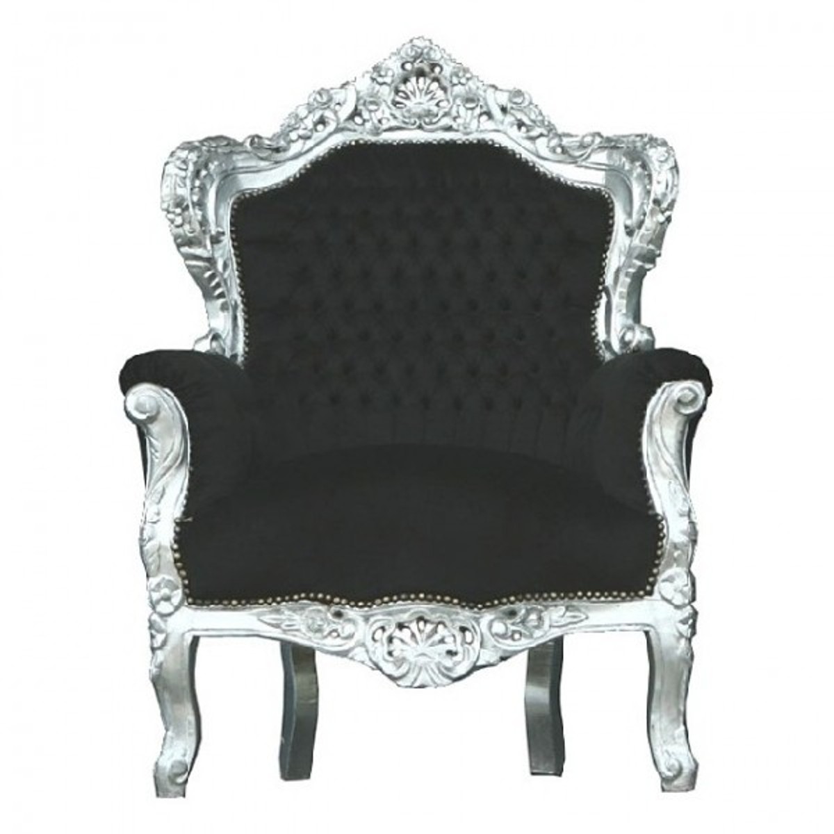 Casa Padrino Baroque Armchair King black / silver 85 x 85 x H. 120 cm Casa Padrino Baroque Armchair King black / silver 85 x 85 x H. 120 cm
