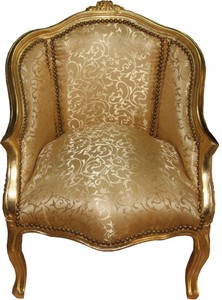 Casa Padrino Barock Damen Salon Sessel Gold Muster / Gold - Luxuriöser Antik Stil Sessel - 80 x 63 x 53 cm