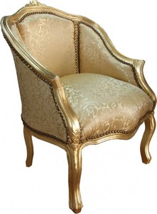 Casa Padrino Barock Damen Salon Sessel Gold Muster / Gold - Luxuriöser Antik Stil Sessel - 80 x 63 x 53 cm