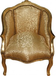 Damen Sessel Barock Gold Muster Gold Baroque Arm Chair