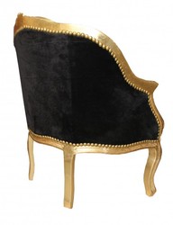 Casa Padrino Poltrona da salotto barocca da donna Nero / Oro 63 x 53 x H. 80 cm - Mobili da soggiorno barocchi Casa Padrino Poltrona da salotto barocca da donna Nero / Oro 63 x 53 x H. 80 cm - Mobili da soggiorno barocchi