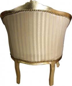 Casa Padrino Barock Damen Salon Sessel im Antik Stil, Gold Streifen / Gold, 63 x 53 x H. 80 cm