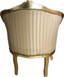 Casa Padrino Sillón de Salón Barroco Estilo Antiguo, Rayas Oro / Oro, 63 x 53 x H. 80 cm Casa Padrino Sillón de Salón Barroco Estilo Antiguo, Rayas Oro / Oro, 63 x 53 x H. 80 cm