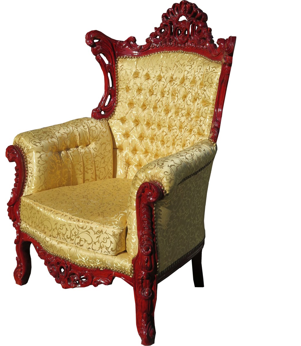 Casa Padrino Barock Sessel Al Capone Gold Muster / Braunrot 90 x 80 x H. 127 cm - Wohnzimmer Möbel - Limited Edition