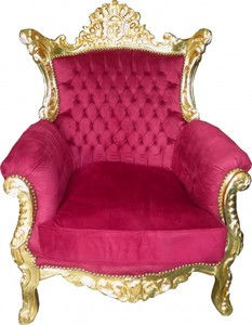 Casa Padrino Barock Wohnzimmer Sessel Al Capone Modell 2 Bordeaux / Gold - 128 x 90 x 80 cm