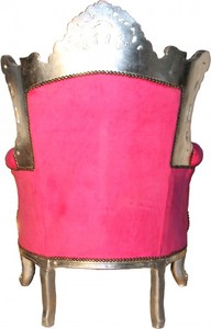 Casa Padrino Barock Sessel Al Capone im Antik Stil - Pink / Silber - 80 x 90 x H. 128 cm