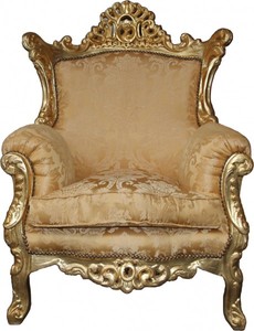 Casa Padrino Barock Sessel Al Capone Mod2 Gold Muster / Gold 90 x 80 x H. 127 cm - Barock Möbel