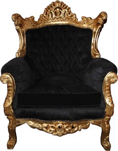 Casa Padrino Barock Sessel Al Capone Mod 3 Schwarz / Gold 85 x 65 x H. 127 cm - Antik Stil Sessel