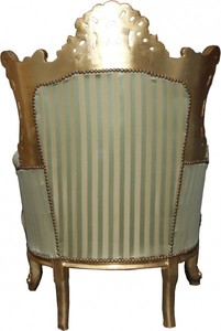 Casa Padrino Barock Sessel Al Capone Mod2 Jadegrün / Beige / Gold 85 x 65 x H. 127 cm