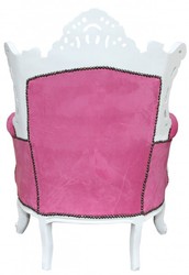 Casa Padrino Poltrona Barocca Stile Antico Al Capone in Rosa / Bianco con Strass Bling Bling 90 x 80 x H. 127 cm