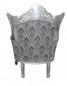 Casa Padrino Barock Sessel Al Capone im Antik Stil, Grau Muster / Silber, 85 x 65 x H. 127 cm