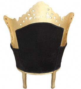 Casa Padrino Barock Sessel Al Capone im Antik Stil Schwarz / Gold 85 x 65 x H. 127 cm - Limited Edition