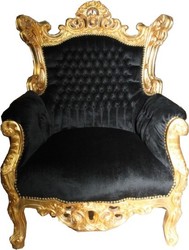 Casa Padrino Barock Sessel Al Capone Schwarz / Gold 90 x 80 x H. 128 cm - Antik Stil Möbel Casa Padrino Barock Sessel Al Capone Schwarz / Gold 90 x 80 x H. 128 cm - Antik Stil Möbel