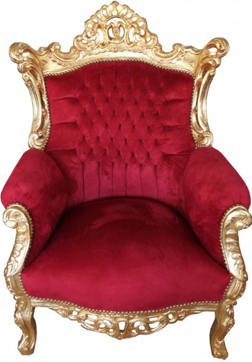 Casa Padrino Fauteuil Baroque Al Capone Style Antique Bordeaux / Or, Hauteur 128 cm, Largeur 90 cm, Profondeur 80 cm Casa Padrino Fauteuil Baroque Al Capone Style Antique Bordeaux / Or, Hauteur 128 cm, Largeur 90 cm, Profondeur 80 cm