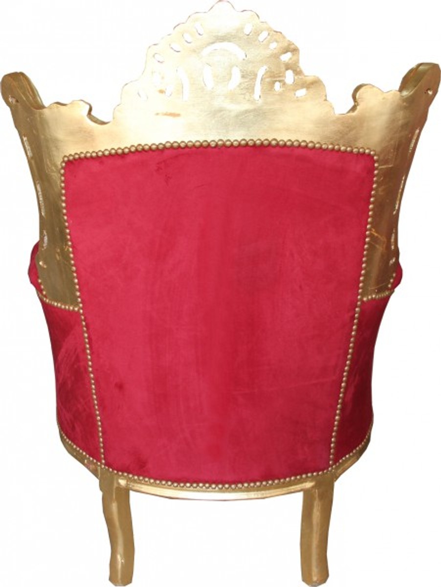 Casa Padrino Fauteuil Baroque Al Capone Style Antique Bordeaux / Or, Hauteur 128 cm, Largeur 90 cm, Profondeur 80 cm Casa Padrino Fauteuil Baroque Al Capone Style Antique Bordeaux / Or, Hauteur 128 cm, Largeur 90 cm, Profondeur 80 cm
