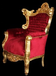 Casa Padrino Fauteuil Baroque Al Capone Style Antique Bordeaux / Or, Hauteur 128 cm, Largeur 90 cm, Profondeur 80 cm Casa Padrino Fauteuil Baroque Al Capone Style Antique Bordeaux / Or, Hauteur 128 cm, Largeur 90 cm, Profondeur 80 cm