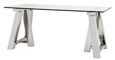 Casa Padrino scrivania design in argento 180 x 80 x H. 78 cm - Mobili di lusso Ufficio