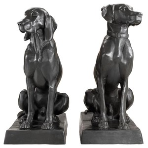 Casa Padrino chiffres de bronze de luxe ensemble de 2 chiens 32 x 60 x H. 73 cm - Edition limitée