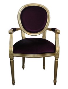 Casa Padrino Dîner baroque Chaise avec accoudoirs pourpre / or - Chaise design - qualité de luxe