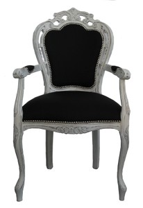 Casa Padrino baroque Chaise Dîner avec accoudoirs Noir / Blanc - Chaise design - qualité de luxe