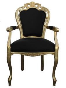 Casa Padrino baroque Chaise Dîner avec accoudoirs Noir / Or - Chaise design - qualité de luxe Casa Padrino baroque Chaise Dîner avec accoudoirs Noir / Or - Chaise design - qualité de luxe