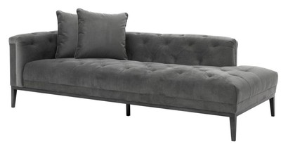 Casa Padrino Sofá de lujo lado oscuro gris en la izquierda, 220 x 96 x H. 66 cm - Muebles del hotel