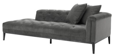 Casa Padrino Luxus Sofa Dunkelgrau Rechtsseitig 220 x 96 x H. 66 cm - Hotel Möbel