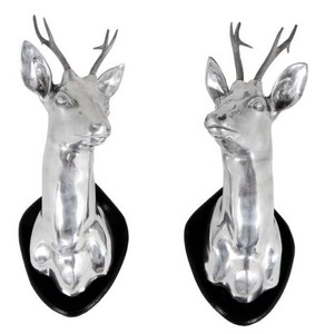 Decoración de la pared Casa Padrino / figuras de pared plata ciervos - astas de pared de lujo