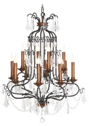 Casa Padrino suspendus lustres noir / cuivre avec des cristaux décoratifs - suspension Art déco