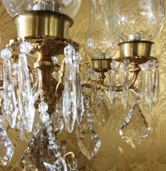 Casa Padrino Lampe à Poser Baroque en Cristal Style Antique - Laiton & Marbre - Hauteur 86 cm