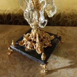 Casa Padrino Lampe à Poser Baroque en Cristal Style Antique - Laiton & Marbre - Hauteur 86 cm