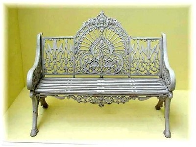 Casa Padrino Banco de jardín de 2 plazas de hierro forjado vintage Gris vintage - Ancho 1,2m x Fondo 0,6m Casa Padrino Banco de jardín de 2 plazas de hierro forjado vintage Gris vintage - Ancho 1,2m x Fondo 0,6m