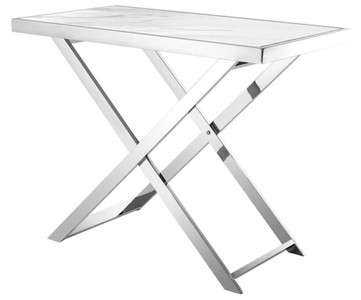 Casa Padrino consolle in acciaio inox con piano in marmo bianco 110 x 60 x H. 87 cm - mobili di lusso