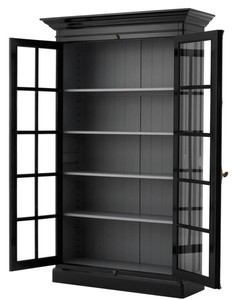 Casa Padrino Luxus Wohnzimmerschrank Schwarz 141 x 48 x H. 233 cm - Limited Edition