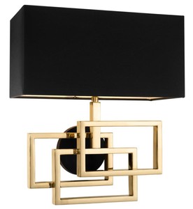 Casa Padrino design wall light in gold with black lampshade 35 x 18 x H. 38 cm - luxury wall lamp