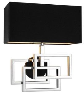 Casa Padrino design wall light in silver with black lampshade 35 x 18 x H. 38 cm - luxury wall lamp