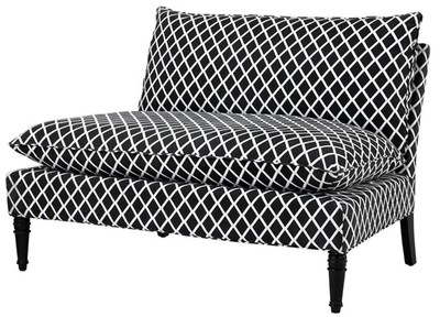 Casa Padrino sofá de salón blanco / negro 129.5 x 91 x H. 89 cm - muebles de diseño