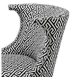 Casa Padrino Sessel in schwarz / weiß 66 x 60 x H. 91 cm - Luxus Ohrensessel