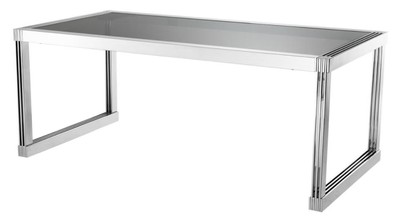 Casa Padrino table à manger en argent avec verre fumé 195 x 100 x H. 78 cm - qualité de luxe
