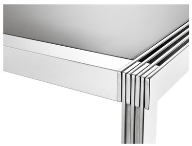 Casa Padrino Luxus Esstisch in silber mit Rauchglas 195 x 100 x H. 78 cm - Luxus Qualität