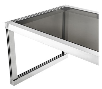 Casa Padrino Luxus Esstisch in silber mit Rauchglas 195 x 100 x H. 78 cm - Luxus Qualität