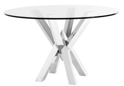 Casa Padrino table à manger en acier inoxydable de luxe avec dessus en verre 125 x H. 77 cm - mobilier de salle à manger