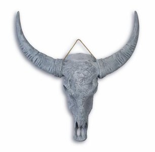 Casa Padrino antenne a muro di soggiorno / cranio di bufalo decorazione murale grigio - decorazione di lusso