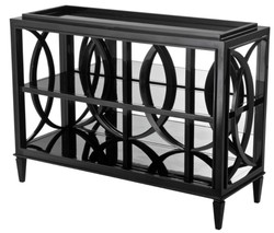 Casa Padrino armario de sala de estar Negro 124 x 46 x H. 90 cm - mueble de estantería de lujo