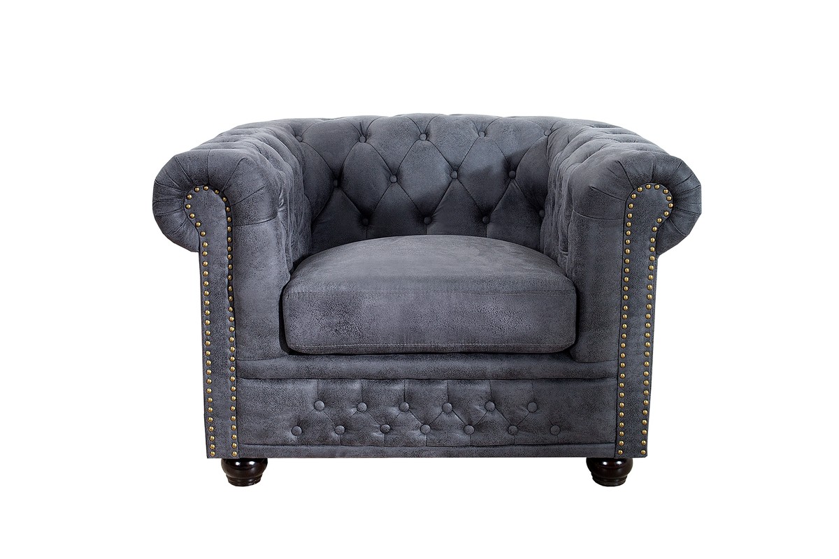 Casa Padrino Sillón Chesterfield Antiguo gris - sillón gris antiguo - sillón de salón Casa Padrino Sillón Chesterfield Antiguo gris - sillón gris antiguo - sillón de salón