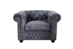 Casa Padrino Sillón Chesterfield Antiguo gris - sillón gris antiguo - sillón de salón