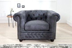 Casa Padrino Sillón Chesterfield Antiguo gris - sillón gris antiguo - sillón de salón